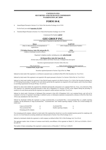 Miniature GEE Group 10-K Rapport annuel 2018