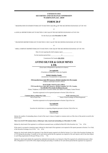 Thumbnail Avino Silver & Gold Mines
 20-F Annual Report 2018