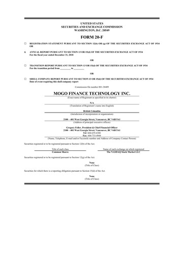 Thumbnail Mogo
 20-F Annual Report 2018