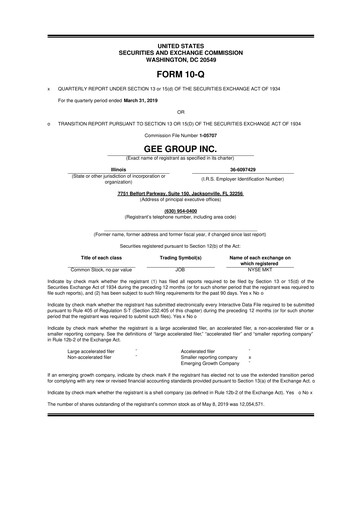 Miniature GEE Group 10-Q Rapport trimestriel 2019 
