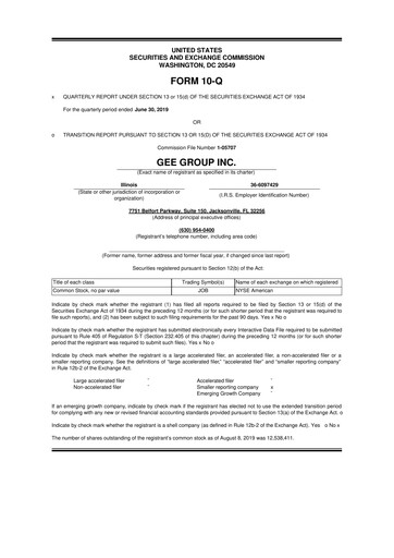 Miniature GEE Group 10-Q Rapport trimestriel 2019 