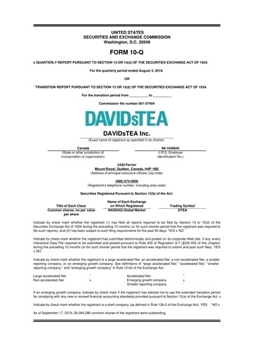 Thumbnail DAVIDsTEA 10-Q Quarterly Report FY2020 
