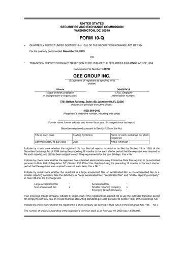 Miniature GEE Group 10-Q Rapport trimestriel 2020 