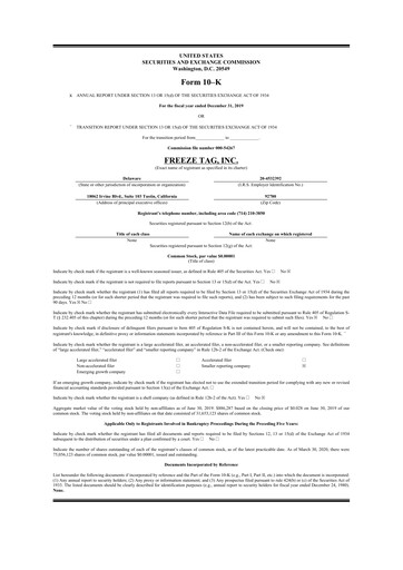Vorschaubild Freeze Tag 10-K Jahresbericht 2019