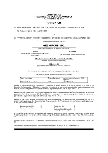 Miniature GEE Group 10-Q Rapport trimestriel 2020 
