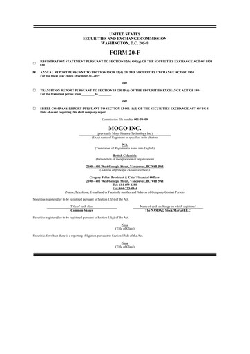 Thumbnail Mogo
 20-F Annual Report 2019