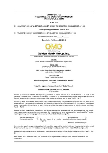 Thumbnail Golden Matrix Group 10-Q Quarterly Report FY2021 