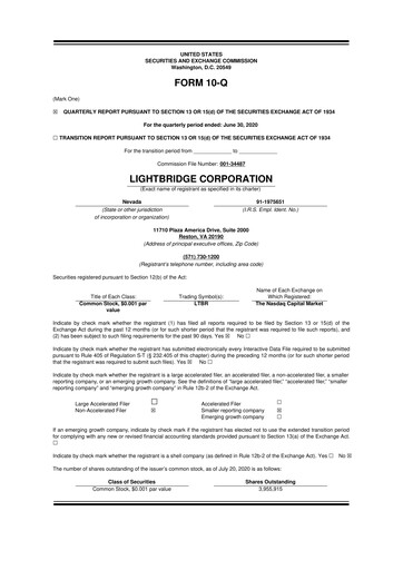 Vorschaubild Lightbridge Corporation 10-Q Quartalsbericht 2020 