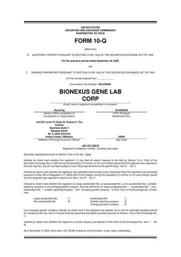 Thumbnail BioNexus Gene Lab 10-Q Quarterly Report FY2020 