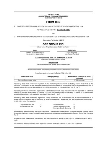Miniature GEE Group 10-Q Rapport trimestriel 2021 