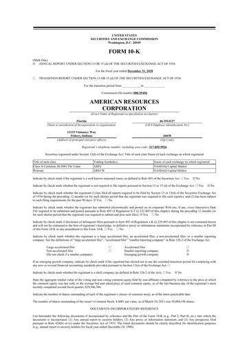 Thumbnail American Resources Corp 10-K Annual Report 