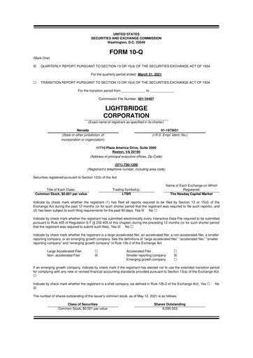 Vorschaubild Lightbridge Corporation 10-Q Quartalsbericht 2021 