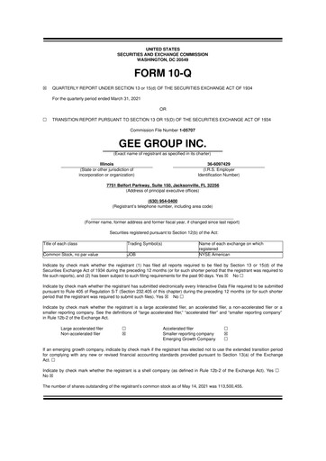 Miniature GEE Group 10-Q Rapport trimestriel 2021 