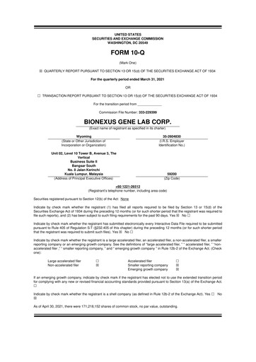 Thumbnail BioNexus Gene Lab 10-Q Quarterly Report FY2021 