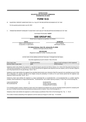 Miniature GEE Group 10-Q Rapport trimestriel 2021 