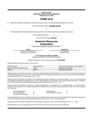 Thumbnail American Resources Corp 10-Q Quarterly Report FY2021 