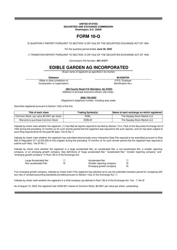 Vorschaubild Edible Garden 10-Q Quartalsbericht 2022 