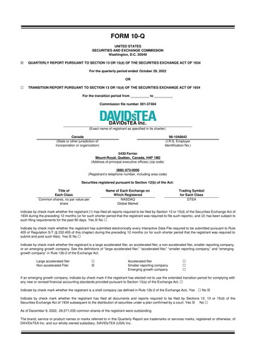 Thumbnail DAVIDsTEA 10-Q Quarterly Report FY2023 