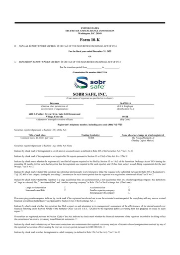 Thumbnail SOBR Safe 10-K Annual Report 2022