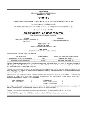 Vorschaubild Edible Garden 10-Q Quartalsbericht 2023 