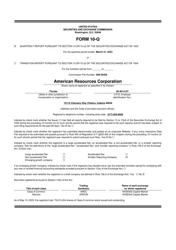 Thumbnail American Resources Corp 10-Q Quarterly Report FY2023 