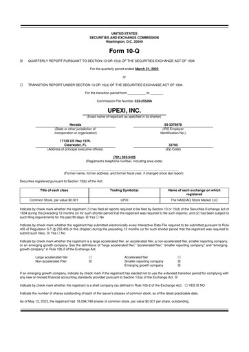 Miniature Upexi 10-Q Rapport trimestriel 2023 