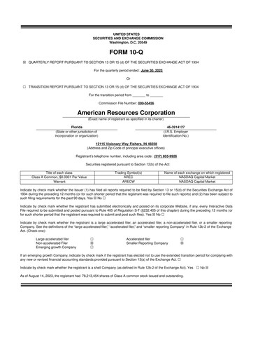 Thumbnail American Resources Corp 10-Q Quarterly Report FY2023 