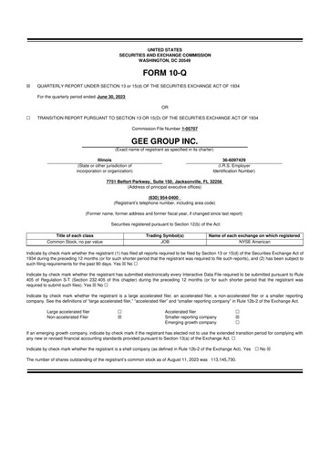 Miniature GEE Group 10-Q Rapport trimestriel 2023 