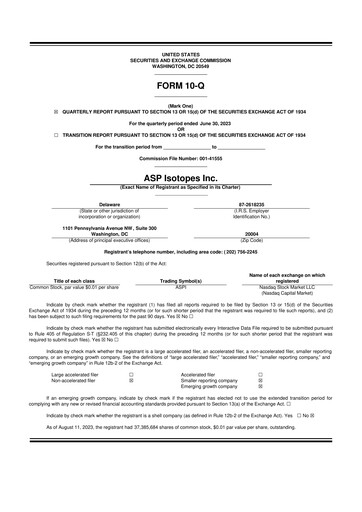 Thumbnail ASP Isotopes 10-Q Quarterly Report FY2023 