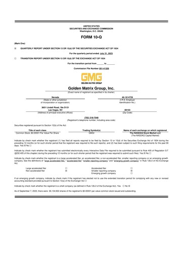 Thumbnail Golden Matrix Group 10-Q Quarterly Report FY2023 