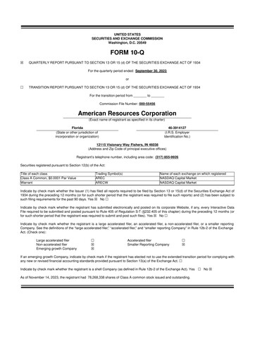 Thumbnail American Resources Corp 10-Q Quarterly Report FY2023 