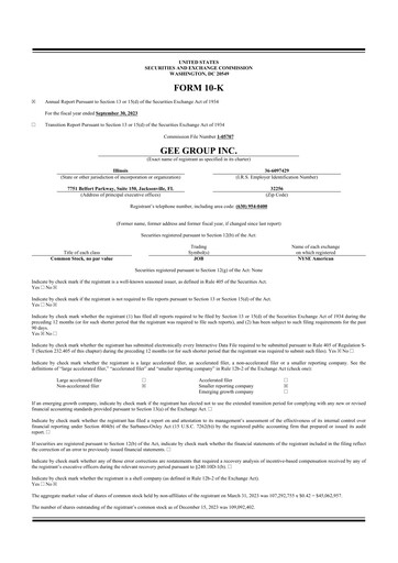 Miniature GEE Group 10-K Rapport annuel 2023