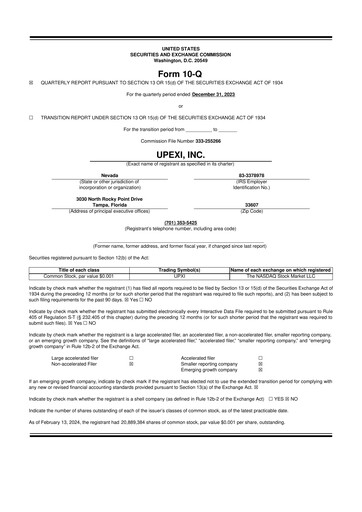 Miniature Upexi 10-Q Rapport trimestriel 2024 