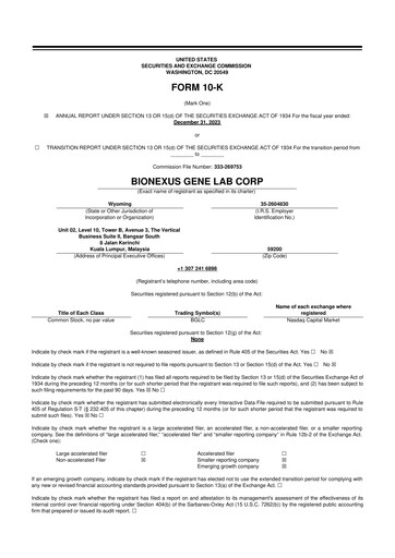 Thumbnail BioNexus Gene Lab 10-K Annual Report 2023