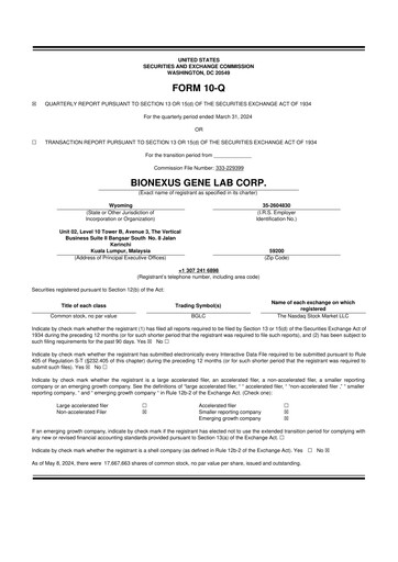 Thumbnail BioNexus Gene Lab 10-Q Quarterly Report FY2024 