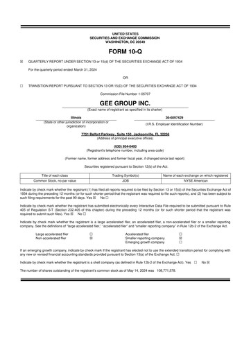 Miniature GEE Group 10-Q Rapport trimestriel 2024 