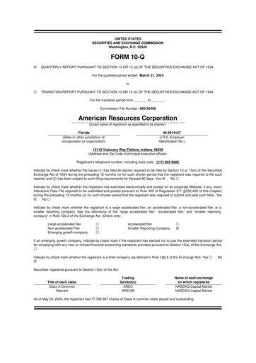 Thumbnail American Resources Corp 10-Q Quarterly Report FY 