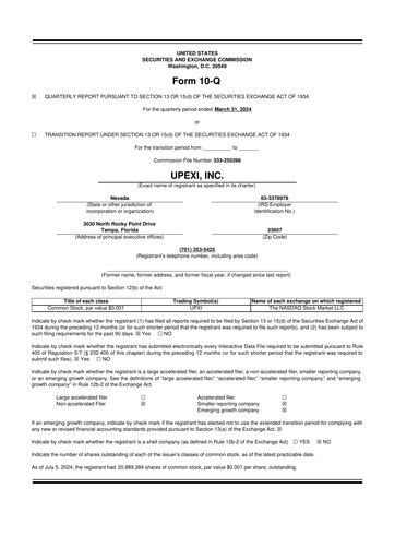 Miniature Upexi 10-Q Rapport trimestriel 2024 