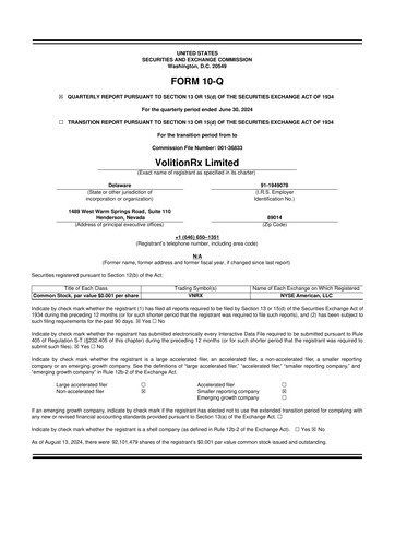 Thumbnail VolitionRx 10-Q Quarterly Report FY2024 