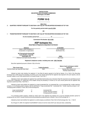 Thumbnail ASP Isotopes 10-Q Quarterly Report FY2024 