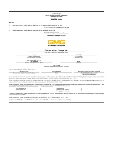Thumbnail Golden Matrix Group 10-Q Quarterly Report FY2024 