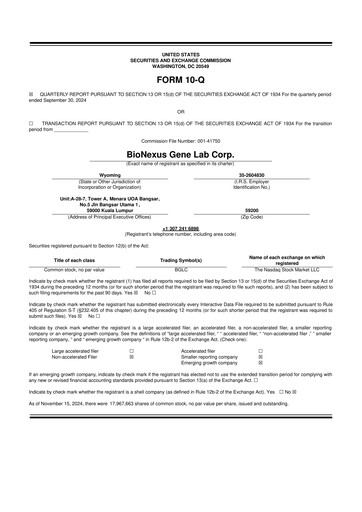 Thumbnail BioNexus Gene Lab 10-Q Quarterly Report FY2024 