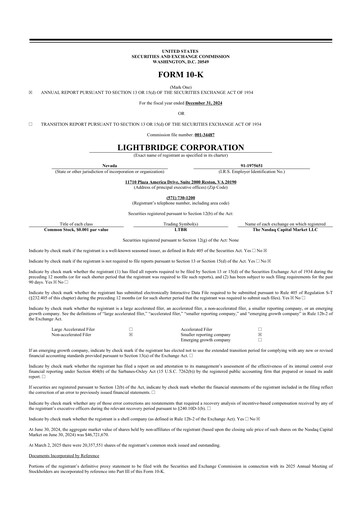 Thumbnail Lightbridge Corporation 10-K Annual Report 2024