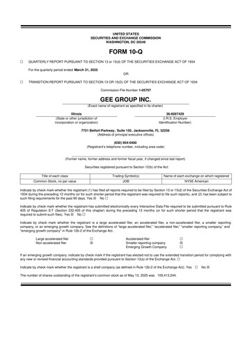 Miniature GEE Group 10-Q Rapport trimestriel 2025 