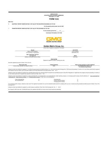 Thumbnail Golden Matrix Group 10-Q Quarterly Report FY2025 