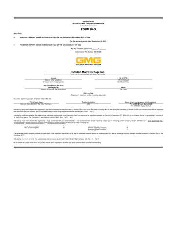 Thumbnail Golden Matrix Group 10-Q Quarterly Report FY2025 