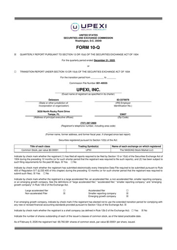 Miniature Upexi 10-Q Rapport trimestriel 2026 
