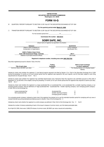 Thumbnail SOBR Safe 10-Q Quarterly Report FY2026 