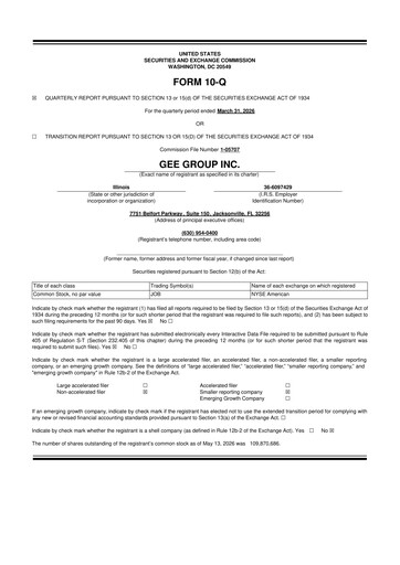 Vorschaubild GEE Group 10-Q Quartalsbericht  