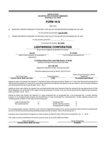 Thumbnail Lightbridge Corporation 10-Q Quarterly Report FY2026 